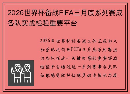 2026世界杯备战FIFA三月底系列赛成各队实战检验重要平台 2026世界杯备战FIFA三月底系列赛成各队实战检验重要平台